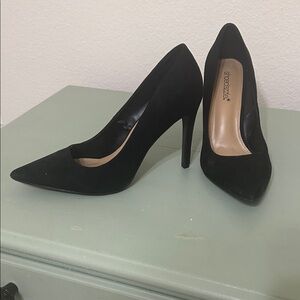 Shoe Dazzle Black Suede Pointed Toe Stiletto Heels